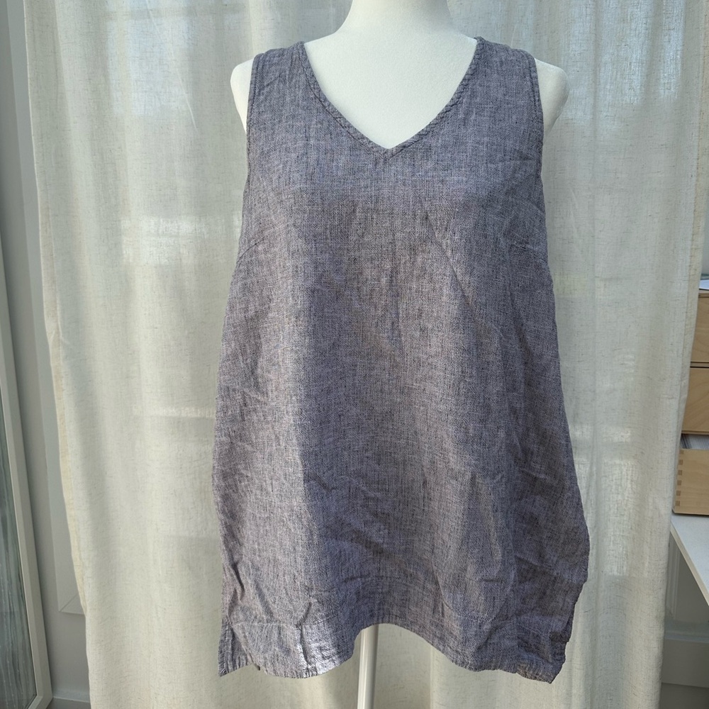Cut Loose Linen Blend Tank Dusty Purple Lagenlook Size Small